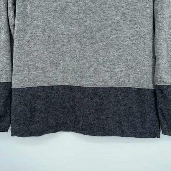 VINCE 100% Cashmere Color Block Crew Neck Sweater Long Sleeve Oversized Gray - Picture 9 of 12